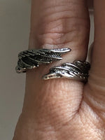 Adjustable Angel Wings Feathers Metal Ring