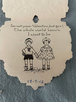 Vintage Paper Valentines Day Card Early 1900's Children Hearts Double Sided