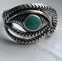 Adjustable Turquoise Eye Ring Western Style Cowboys Indian Yellowstone Gift