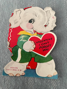 Vintage Elephant A-Meri-Card Valentines Day Card Early 1900's Die Cut Out