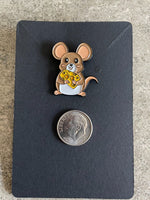 Cute Brown Mouse Eatting Cheese Lapel Pin Animals Rat Lovers Pinbacks