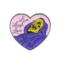 Skeletor Funny Live Laugh Love Heart Lapel Pin He-Man MOTU Parody