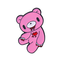 Kawaii Pink Bloody Heart Teddy Bear Lapel Pin Horror Lovers Gothic Gift