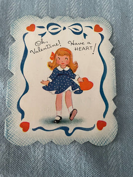 Vintage Mini A-Meri-Card Paper Valentines Day Card Early 1900's Little Girl