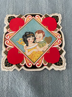 Vintage Mini Carrington Paper Valentines Day Card Early 1900's Little Girl & Boy