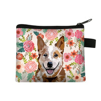 Women's Zippered Shepherd Flowers Wallet Cute Purse Dog Mom Fur Mom Gift