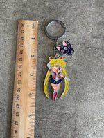 Sailor Moon and Luna the Cat Metal Keychain Anime Lovers Gift bang Clip Charm