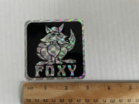 Vintage 1980's Vending Machine Prism Decal Sticker Foxy Fox Black & Silver