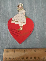 Vintage Victorian Girl Valentines Day Card Early 1900's Post Card Embossed