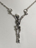 Hanging Skeleton Necklace Gothic Jewelry Skull Horror Gift Rotting Prisoner