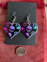 Custom Horror Heart Earrings | Kawaii Blue Pink Skull Gothic Love