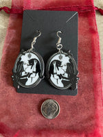 Custom Gothic Black Cat Snake & Witch Mom Wiccan Earrings Wicca Goth