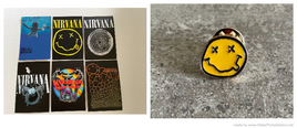 Nirvana Record Album Post Card Photo Prints & Lapel Pin Gift Set