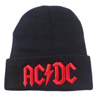 AC/DC Knit Ski Hat Beanie Black and Red Heavy Metal 80's Rock Lovers Gift