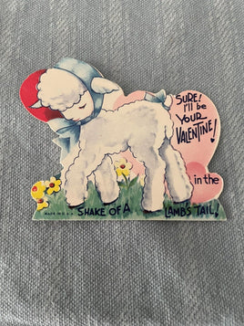 Vintage Shake of a Lambs Tail Valentines Day Card Early 1900's Die Cut Out