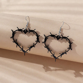 Black Thorn Heart Style Dangle Earrings Gothic Horror Dark Love Gothic Gift