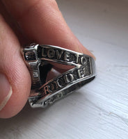 ''Love to Ride'' Skull Ring Adjustable Motorcycle Ring