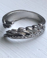 Adjustable Angel Wings Feathers Metal Ring