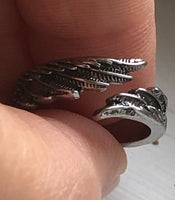 Adjustable Angel Wings Feathers Metal Ring