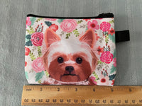 Women's Zippered Terrier Flowers Wallet Cute Purse Dog Mom Fur Mom Gift