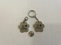 Fur Mom Gift Puppy Dog & Kitty Cat Paw Charm and Keychain Set