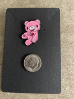 Kawaii Pink Bloody Heart Teddy Bear Lapel Pin Horror Lovers Gothic Gift