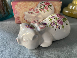 Rare Vintage Avon "Pampered Piglet" Ceramic Pomander New Unused Pig