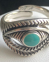 Adjustable Turquoise Eye Ring Western Style Cowboys Indian Yellowstone Gift