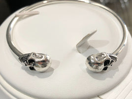 Silver Skull Bangle Bracelet Skeleton Gothic Horror Lovers Gift Skull Jewelry