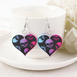 Custom Horror Heart Earrings | Kawaii Blue Pink Skull Gothic Love