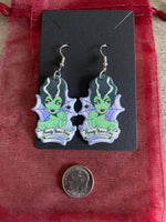 Custom Sexy Bride of Frankenstein Green Beauty Never Dies Gothic Earrings