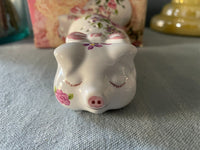 Rare Vintage Avon "Pampered Piglet" Ceramic Pomander New Unused Pig