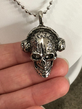 Music DJ Headphones Skull Horror Necklace Charm Horror Lovers Gift