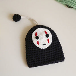 Spirited Away No Face Kaonashi Crocheted Keychain Hidden Pouch Hayao Miyazaki