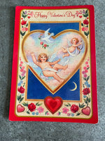 Vintage Hallmark Card Happy Valentines Day Cherub Angel Hearts Postcard