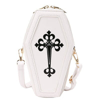 White Gothic Vampire Coffin Pocketbook Crossbody bag PU Leather Goth