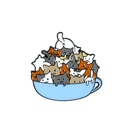 Coffee Cup of Cats Cute Funny Butt Lapel Pin Animals Pinbacks Cat Mom Gift