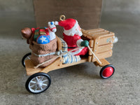 Vintage Hallmark Keepsake Christmas Ornament Santa's Claus Mobile Go Cart 1997