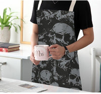 Gothic Biker Heavy Metal Black Skull of Flowers Apron for Cooking Gardening Art