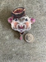 Handcrafted Cute Stylish Mouse Wooden Brooch Lapel Pin Rat Pinback