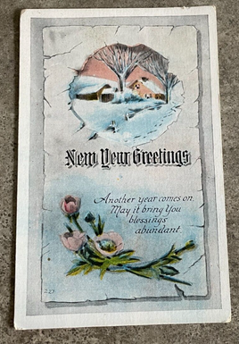 Rare Vintage New York Happy New Years Card Postcard Posted and Stamped 227