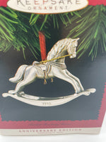 Hallmark Pewter Rocking Horse 15th Anniversary Keepsake Christmas Ornament 1995