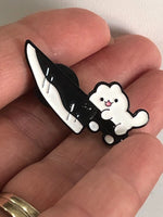 Tiny Kitten with Big Knife Funny Cat Mom Pin Horror Killer Kitty