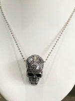 Tribal Carved Skull Skeleton Horror Necklace Charm Horror Gothic Lovers Gift