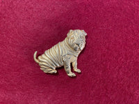 Vintage Shar Pei Wrinkles Dog Brooch Pin Signed JJ 1986 Jewelry