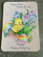 Vintage 1980's Hallmark Postcard Baby Chick & Eggs Happy Spring & Easter Card