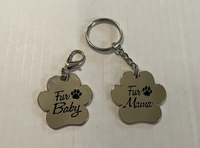 Fur Mom Gift Puppy Dog & Kitty Cat Paw Charm and Keychain Set