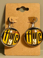 Custom made 'Fine Young Cannibals" FYC Logo Earrings, British Pop Rock