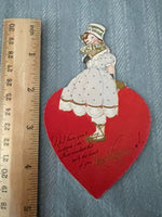 Vintage Victorian Girl Valentines Day Card Early 1900's Post Card Embossed