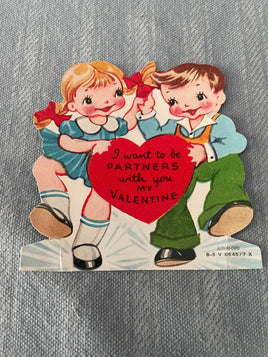 Vintage Little Boy & Girl A-Meri-Card Valentines Card Early 1900's Die Cut